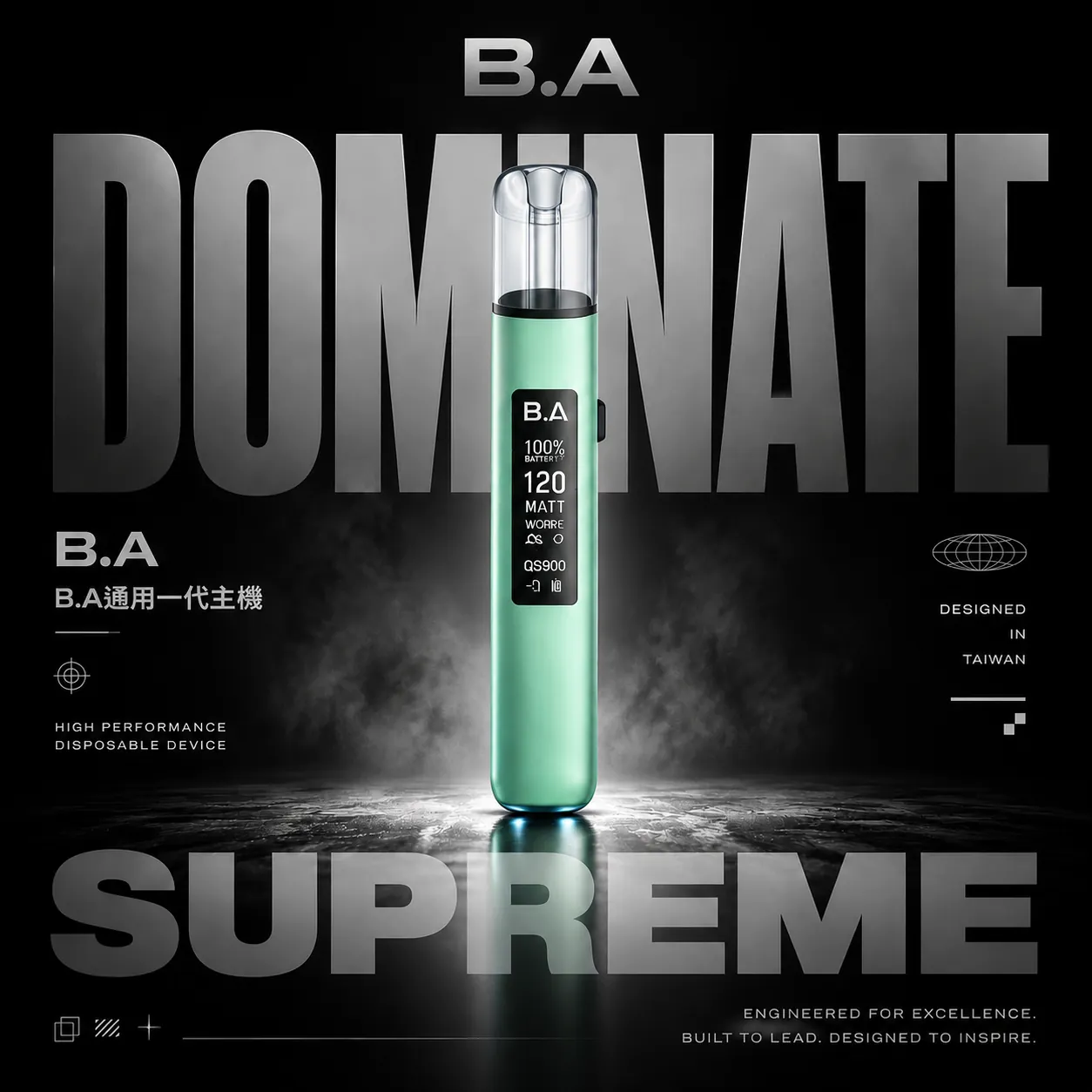 B.A Smart Vape Bar 一代電子煙主機｜RGB燈效設計 電量顯示螢幕 Type-C快充 一代煙彈相容 台灣現貨